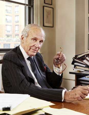 Lewis Lapham at his desk