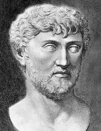 Engraving of a bust of Lucretius.