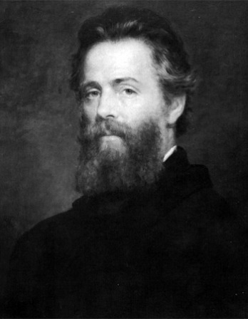 Black and white image of American writer Herman Melville.