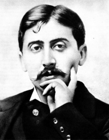 Photograph of Marcel Proust looking pensive.