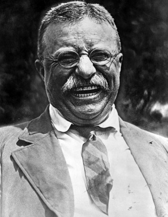 Black and white photograph of former President of the United States Theodore Roosevelt.