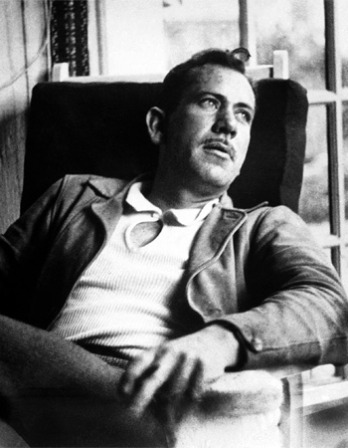 Black and white photograph of American novelist John Steinbeck.
