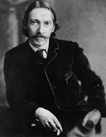 Black and white photograph of Scottish writer Robert Louis Stevenson.