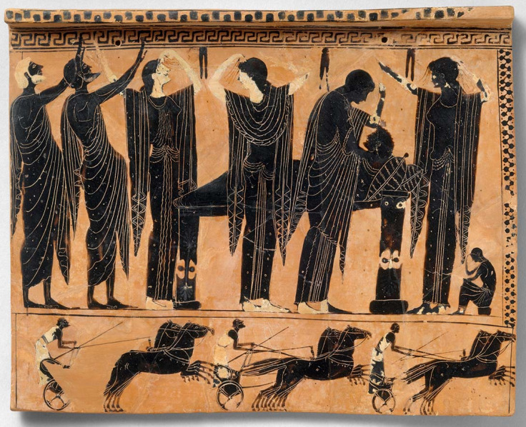 Terracotta funerary plaque, Greek, Attic, c. 520 BC. 