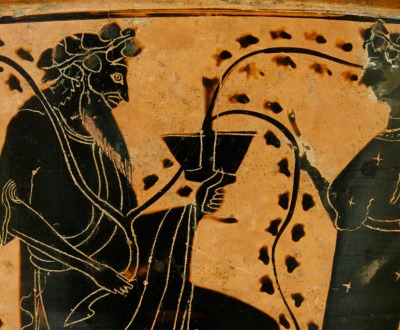 Dionysos and his Thiasus, from the circle of the Antimenes Painter.