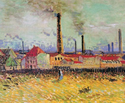 Factories at Asnieres, seen from the Quai de Clichy, by Vincent van Gogh, 1887.