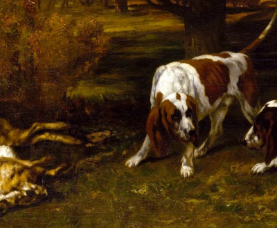 Hunting Dogs with Dead Hare, by Gustave Courbet. 1857.