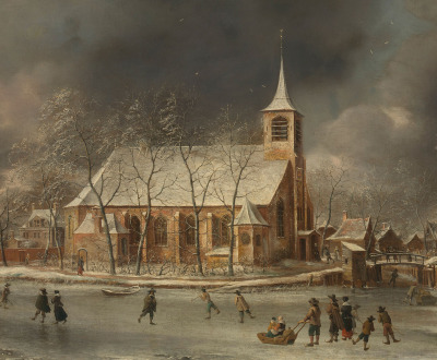 View of the Church of Sloten in the Winter, by Jan Abrahamsz. Beerstraten, 1640–66. Rijksmuseum.
