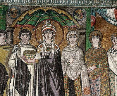 Empress Theodora and retinue, mosaic panel from the Basilica of San Vitale, Ravenna, Italy, sixth century.