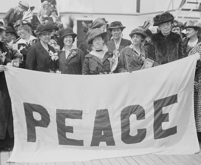 Female delegates to the 1915 Women's Peace Conference in The Hague, aboard the MS Noordam. April 1915, Library of Congress.