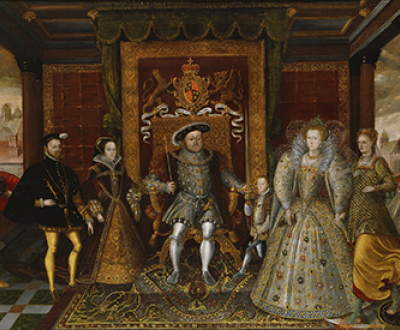 An Allegory of the Tudor Succession: The Family of Henry VIII, by unknown artist, c. 1590. Yale Center for British Art, Paul Mellon Collection.