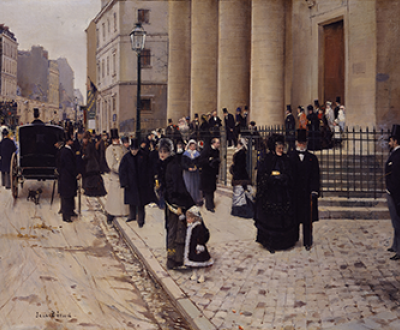 Sunday at the Church of Saint-Philippe-du-Roule, Paris (detail), by Jean Béraud, 1877.