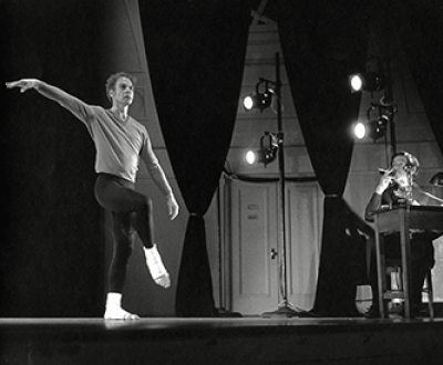 Merce Cunningham and John Cage perform “How to Pass, Kick, Fall, and Run,” April 13, 1971. University Musical Society.
