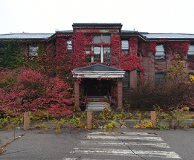 The Walter E. Fernald State School, 2016. Constructed in 1906, Dolan Hall was used as a dormitory for over a century. Photograph by David Whitemyer.