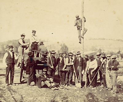 Military Telegraphic Corps, Army of the Potomac, Berlin, Maryland, October 1862. Photograph by Alexander Gardner. The Metropolitan Museum of Art, Purchase, Florance Waterbury Bequest, 1970.