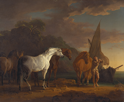 Gulliver Taking His Final Leave of the Land of the Houyhnhnms, by Sawrey Gilpin, 1769. Yale Center for British Art, Paul Mellon Collection.