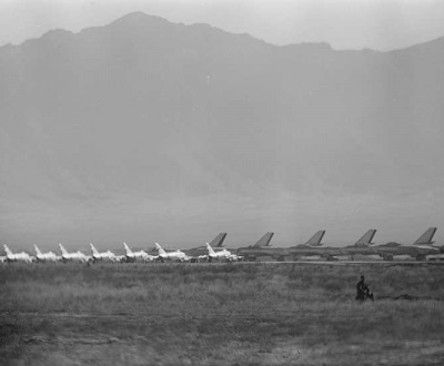 Rows of airplanes on an airfield in Kabul, Afghanistan, 1959. Photograph by Thomas O’Halloran.
