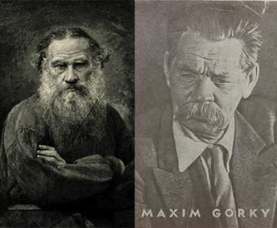 Leo Tolstoy and Maxim Gorky.