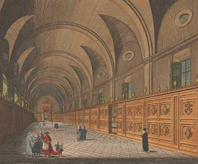 The New Gallery of the Vatican Library at Rome, by anonymous, after Giuseppe Vasi, 1794.