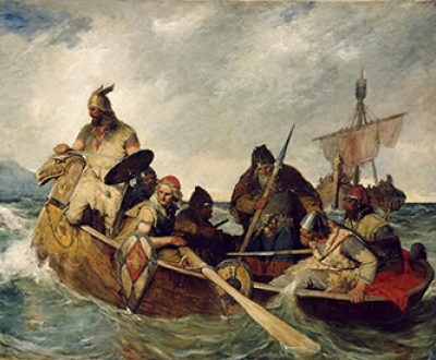 Norwegians Land in Iceland in 872, by Oscar Wergeland, 1877. National Gallery of Norway, The Fine Arts Collections.