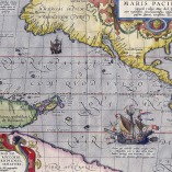 Maris Pacifici, the first printed map to depict the Pacific Ocean, Abraham Ortelius, 1589.