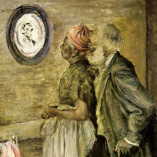 The Old Couple Looking at a Portrait of Lincoln, after Harry Roseland, c. 1905. Smithsonian American Art Museum, gift of Mr. and Mrs. Norman Robbins. The Old Couple Looking at a Portrait of Lincoln, after Harry Roseland, c. 1905.