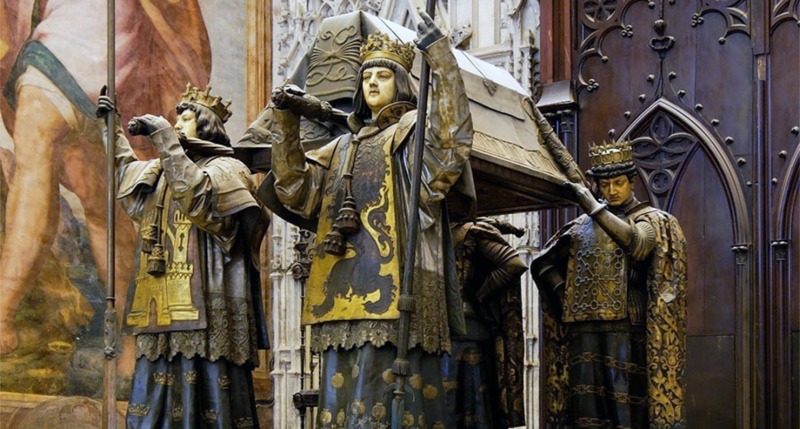 Tomb of Columbus in Seville Cathedral. Tomb of Columbus in Seville Cathedral.