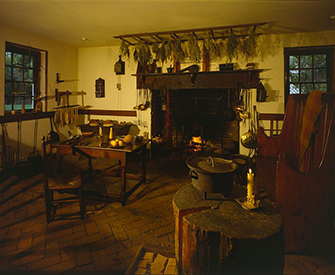 The kitchen at Memorial House and Colonial Kitchen Complex in Warsaw, VA. Photograph by Jack E. Boucher. Library of Congress, Prints and Photographs Division.
