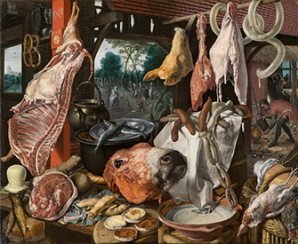 Still Life with Meat and the Holy Family, by Pieter Aertsen, 1551.