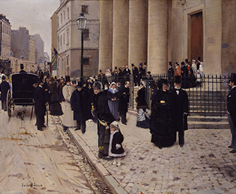 Sunday at the Church of Saint-Philippe-du-Roule, Paris (detail), by Jean Béraud, 1877.
