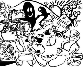 die Seuche (epidemic) (detail), by Paul Chan, 2020