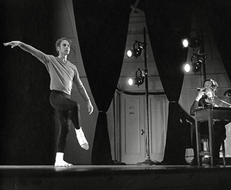 Merce Cunningham and John Cage perform “How to Pass, Kick, Fall, and Run,” April 13, 1971. University Musical Society.