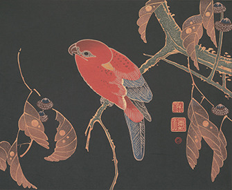 Red Parrot on the Branch of a Tree, by Itō Jakuchū, c. 1900. The Metropolitan Museum of Art, Rogers Fund, 1925.