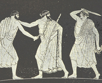 The assassination of Hipparchus by Harmodius and Aristogeiton, from Kulturgeschichte, by Friedrich Anton Heller von Hellwald and Max Von Brandt, 1896.