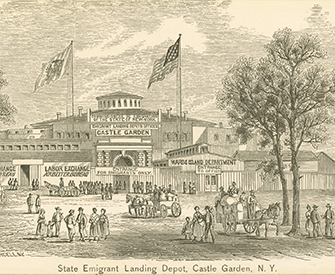 State Emigrant Landing Depot, Castle Garden, New York, 1861. The New York Public Library, The Miriam and Ira D. Wallach Division of Art, Prints and Photographs: Print Collection.