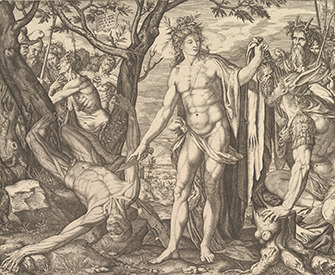 Apollo and Marsyas and the Judgment of Midas, by Melchior Meier, 1581. The Metropolitan Museum of Art, Bequest of Phyllis Massar, 2011.