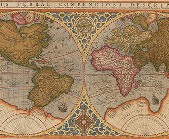 Orbis terrae compendiosa descriptio, by Rumold Mercator, 1587, based on a 1569 map by Gerardus Mercator.
