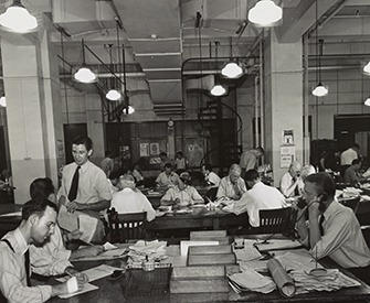 Newsroom of the New York Times, 1942.
