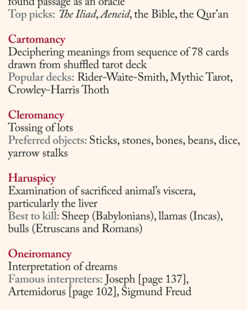 Dice Divination Chart