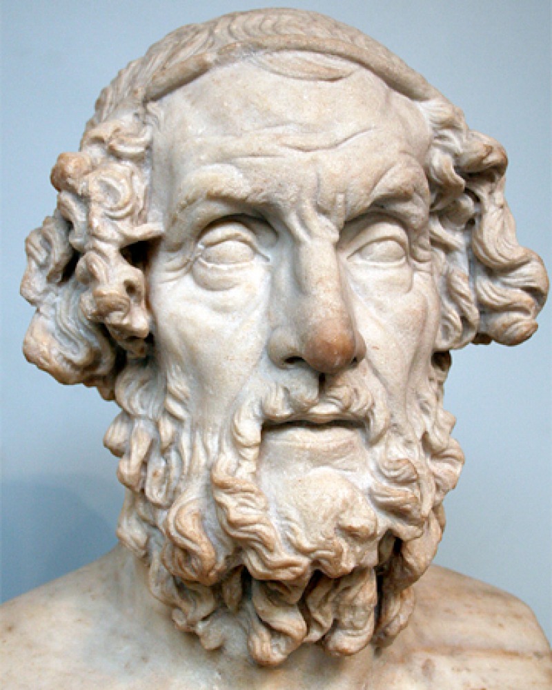 Portrait bust of presumed author of the Iliad and the Odyssey Homer.