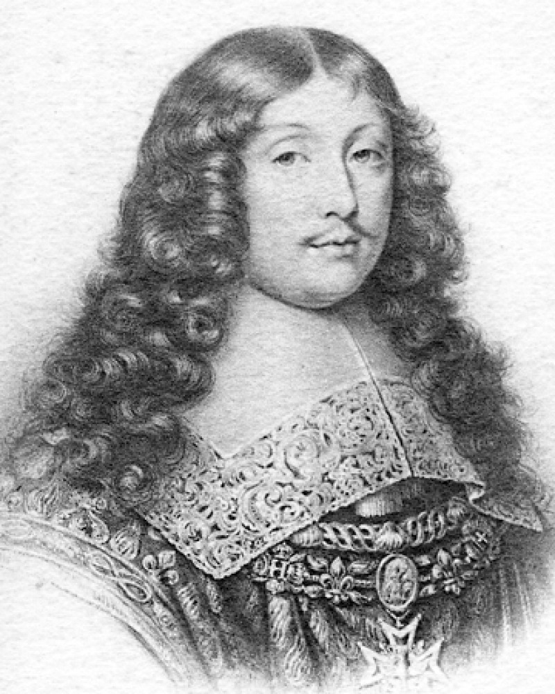 Black and white image of French classical author La Rochefoucauld.