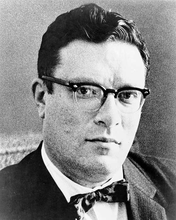 Isaac Asimov Headshot of man in horn-rimmed glasses