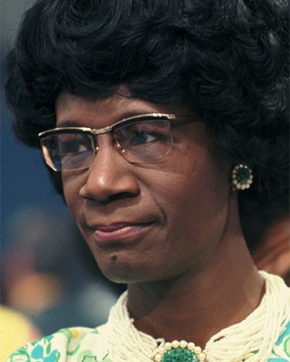 Photograph of American politician Shirley Chisholm.