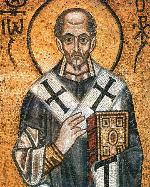 Color mosaic of earl Church father St. John Chrysostom.