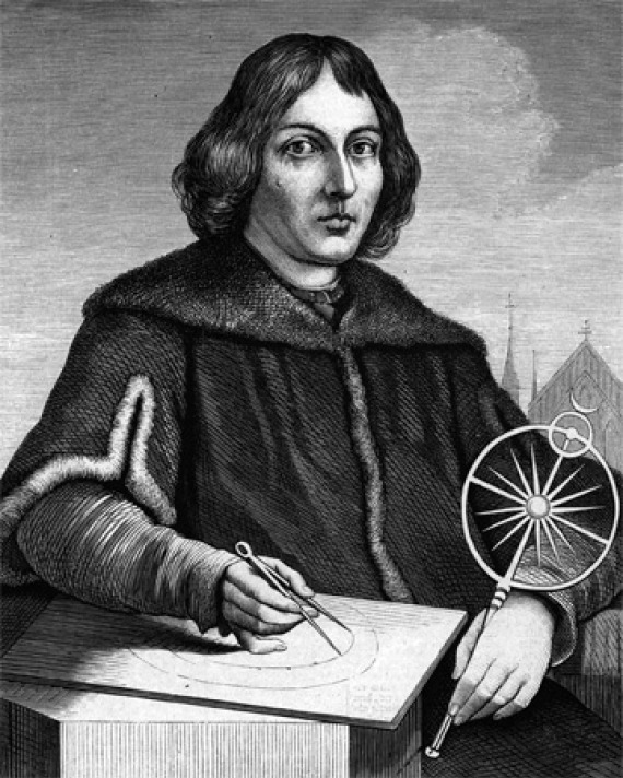 Black and white image of Polish astronomer Nicolaus Copernicus.