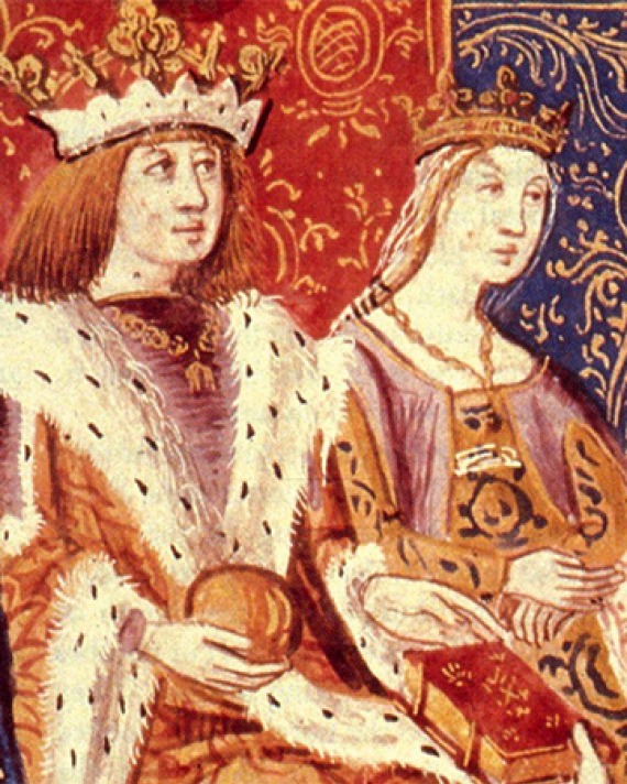 Depiction of Ferdinand II of Aragon and Isabella I of Castile.