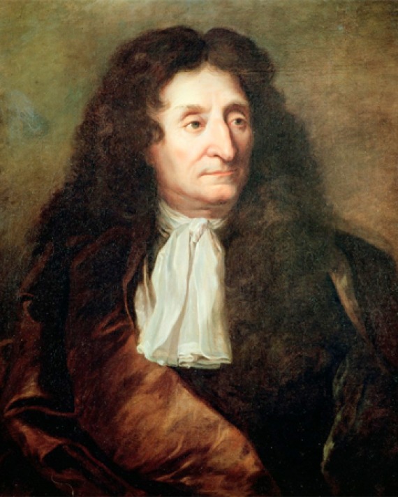 Painted portrait of French poet Jean de la Fontaine.
