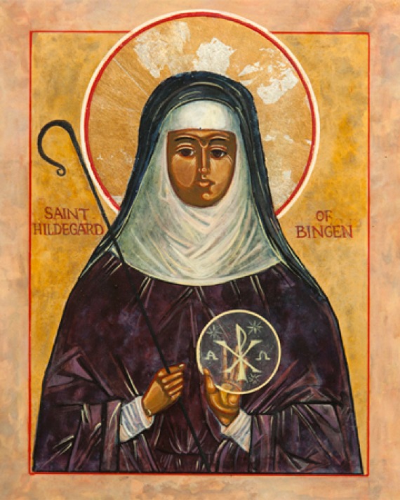 Depiction of German abbess and mystic St. Hildegard.