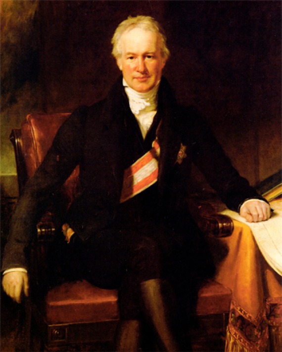 Painted portrait of German naturalist and explorer Alexander von Humboldt.