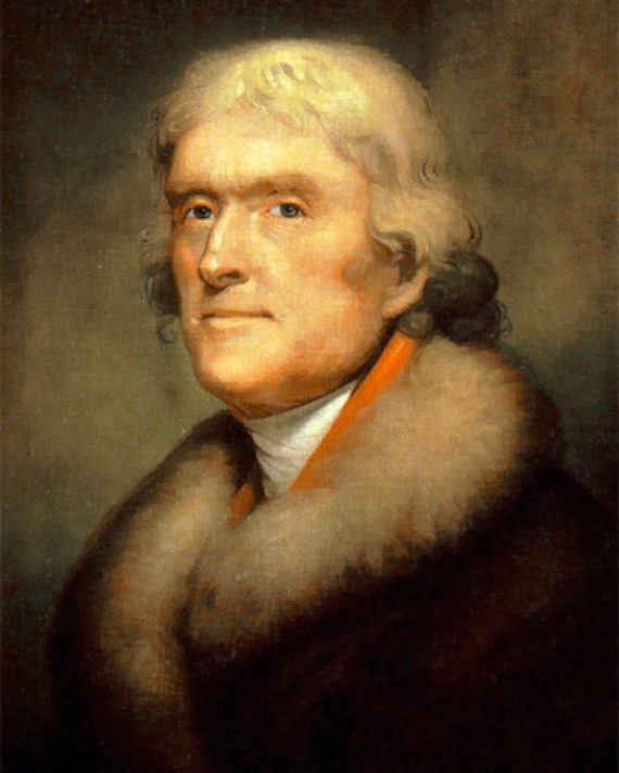 Portrait of third president of the United States Thomas Jefferson.
